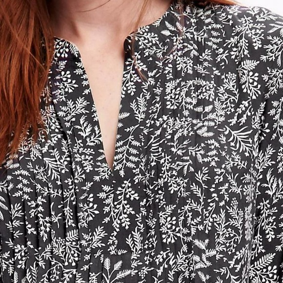 Old Navy Leaf Split Neck Long Sleeve Shirt Dress Gray & White, EUC -Size XS - Picture 9 of 10